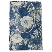 Vintage Spitzen und Denim Textur Mittlere Geschenktüte (Vorderseite)
