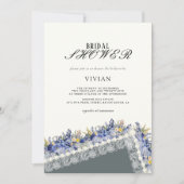 Vintage Spitzen und Perlen Brautparty Einladung (Vorderseite)