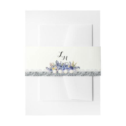 Vintage Spitzen und Perlen Einladungsbanderole (Vorderseite Beispiel)