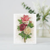 Vintage Spitzen und Rose Postkarte (Stehend Vorderseite)