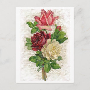 Vintage Spitzen und Rose Postkarte