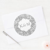 Vintage Spitzenaufkleber mit Initialen in Silber Runder Aufkleber (Umschlag)