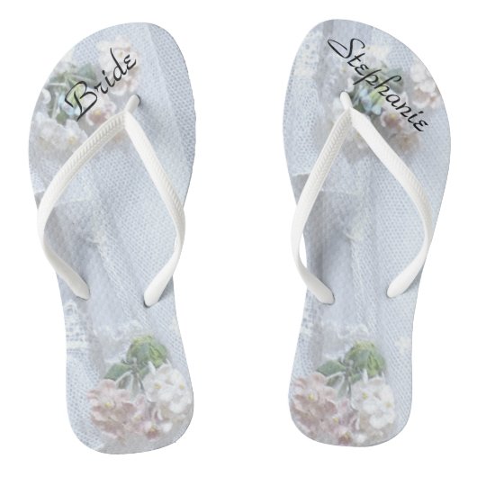 Vintage Spitzenbrücke Hochzeit Personalisierten Fl Badesandalen (Fußbett)