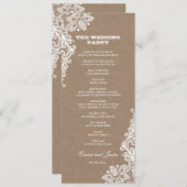 Vintage Spitzendecke Weiß & Kraft Rustikale Hochze Programm (Vorne/Hinten)