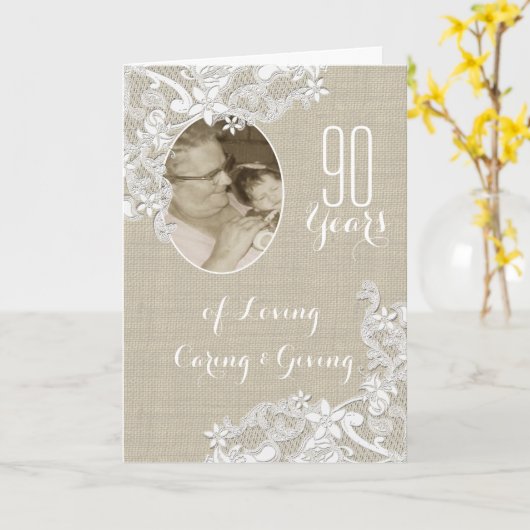 Vintage Spitzengestaltung mit Foto Karte (Gelbe Blume)