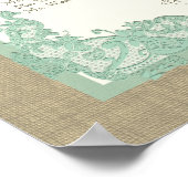 Vintage Spitzengestaltung Seewassergrün Poster (Ecke)
