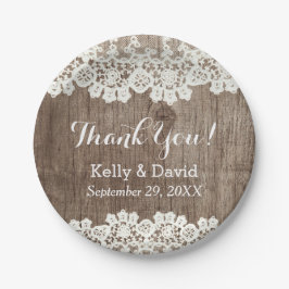 Vintage Spitzenholz Rustikale Hochzeit Vielen Dank Pappteller