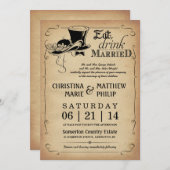 Vintage Spitzenhut-Hochzeits-Einladungen Einladung (Vorne/Hinten)