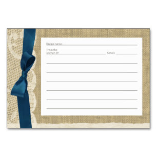 Vintage Spitzenreiter-Burlap- und Navy-Bow-Rezepti Tischnummer
