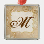 Vintage Spitzenschmuck Monogram Silbernes Ornament (Vorne)