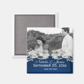 Vintage Spitzentechnik Save the Date Foto Sapphire Magnet (Vorderseite/Rückseite)