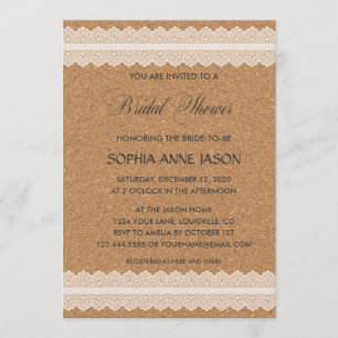 Vintage Spitzenweine Cork BRIDAL SHOWER Einladung