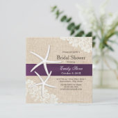 Vintage Spitzestarfish-lila Band-Brautparty Einladung (Stehend Vorderseite)