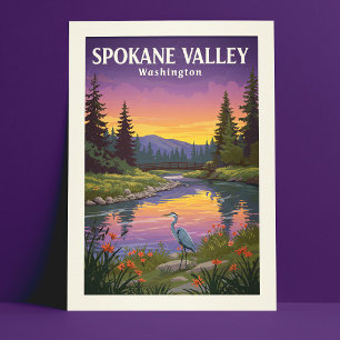 Vintage Spokane Valley Washington Postkarte