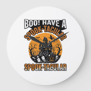 Vintage Spook-Tacular Halloween Spukhaus-Shirt Große Wanduhr