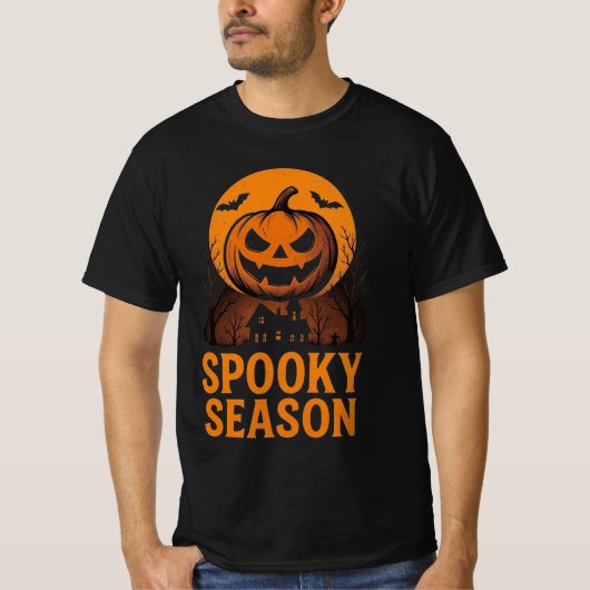 Vintage SPOOKSAISON Jack-O'-Lantern Halloween T-Shirt (Vorderseite)