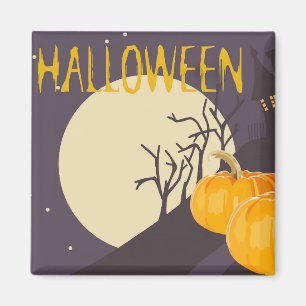 Vintage Spooky Halloween Mond und Kürbis in die Na Magnet