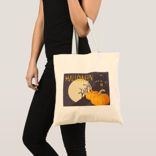 Vintage Spooky Halloween Mond und Kürbis in die Na Tragetasche