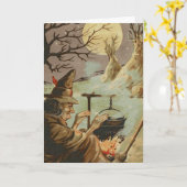 Vintage Spooky Hexe Halloween Karte (Gelbe Blume)