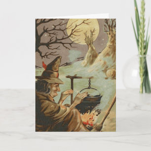 Vintage Spooky Hexe Halloween Karte