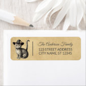 Vintage Spooky Katze mit Hexenhut Halloween (Insitu)