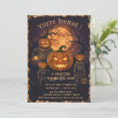 Vintage Spooky Pumpkin Head Halloween Bash Invitat Einladung (Stehend Vorderseite)