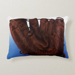 Vintage-Sport, antiker Baseballhandschuh aus Leder Dekokissen