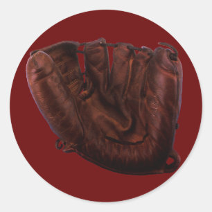 Vintage-Sport, antikes Baseballhandschuh aus Leder Runder Aufkleber