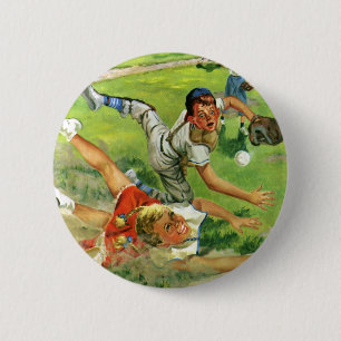 Vintage-Sport Baseball, Kinderteams spielen Button