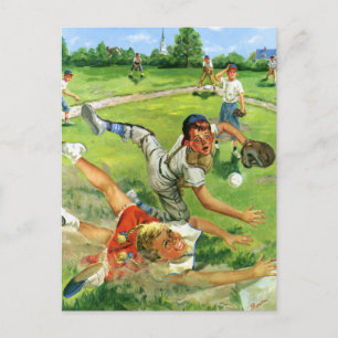 Vintage Sport Baseball, Kinderteams spielen Postkarte