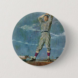 Vintage-Sport Baseball, Pitcher im Baseballspiel Button