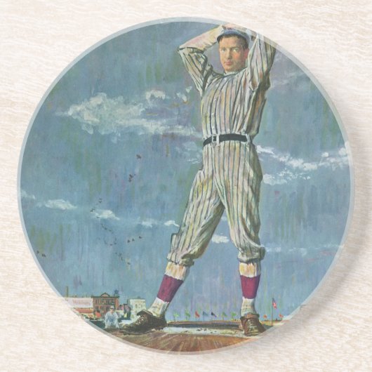 Vintage-Sport Baseball, Pitcher im Baseballspiel Getränkeuntersetzer (Vorne)