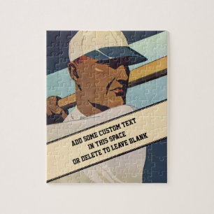 Vintage-Sport Baseball-Schlagmann, stilisierte Kun Puzzle