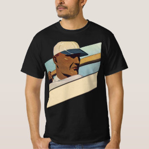 Vintage-Sport Baseball-Schlagmann, stilisierte Kun T-Shirt