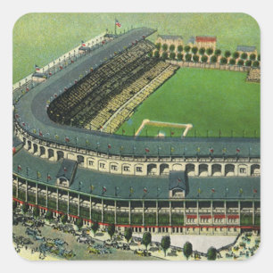 Vintage-Sport Baseball-Stadion, Luftansicht Quadratischer Aufkleber