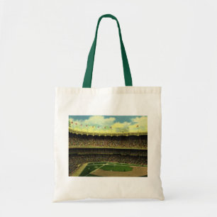 Vintage-Sport Baseball-Stadion mit Menschenmengen Tragetasche