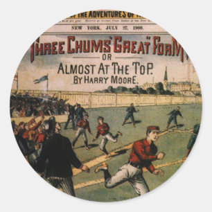 Vintage-Sport Baseball Three Chums Magazincover Runder Aufkleber