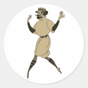 Vintage Sport Baseball, viktorianischer Baseballsp Runder Aufkleber