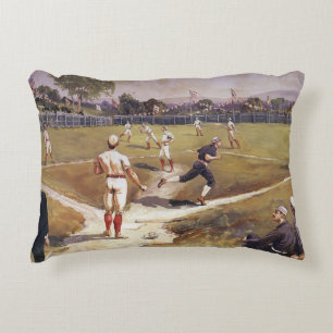 Vintage-Sport-Baseballspiel von Henry Sandham Dekokissen