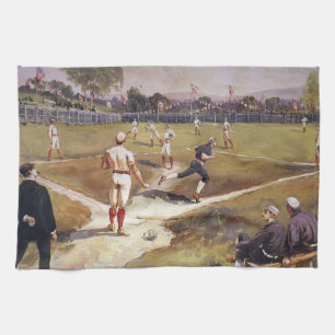 Vintage-Sport-Baseballspiel von Henry Sandham Geschirrtuch