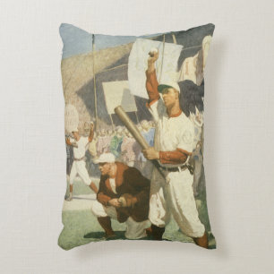 Vintage-Sport, Baseballspieler bei einem Spiel Dekokissen
