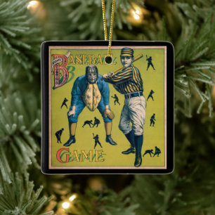Vintage-Sport Baseballspieler beim Heimspiel Keramikornament