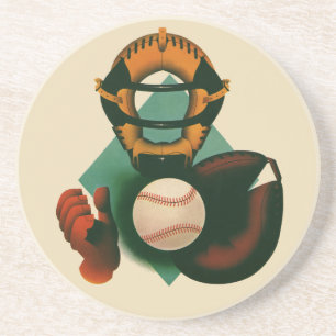 Vintage-Sport Baseballspieler, Fänger mit Handschu Getränkeuntersetzer