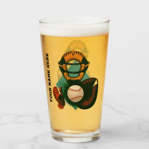 Vintage-Sport Baseballspieler, Fänger mit Handschu Glas