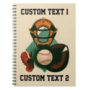Vintage-Sport Baseballspieler, Fänger mit Handschu Notizblock