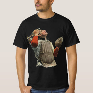 Vintage-Sport Baseballspieler, Fänger schaut nach T-Shirt