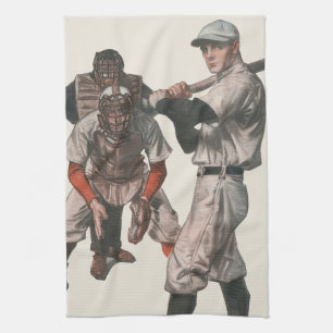 Vintage Sport Baseballspieler Geschirrtuch