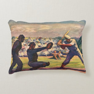 Vintage-Sport Baseballspieler in einem Spiel Dekokissen