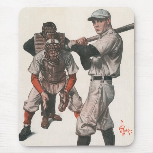Vintage-Sport Baseballspieler Mousepad (Vorne)