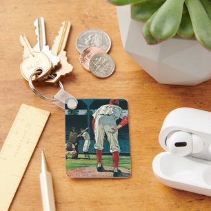 Vintage-Sport Baseballspieler Pitcher auf dem Moun Schlüsselanhänger
